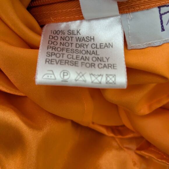 Vintage Silk Prom Dress Maxi Gown 4 Orange Y2K Ruffle Fairy Bead Slip Glam Guest - Picture 10 of 16